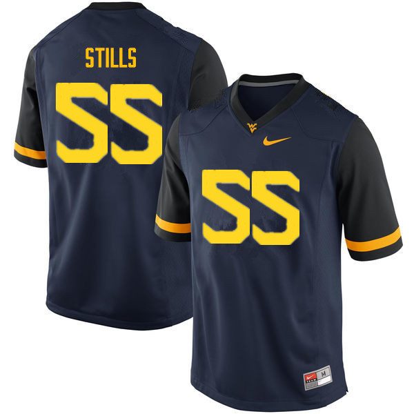 NCAA Men's Dante Stills West Virginia Mountaineers Navy #55 Nike Stitched Football College Authentic Jersey WP23Q07EM